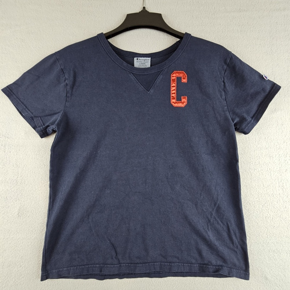 champion reverse weave shirt mens large L blue embroidered logo